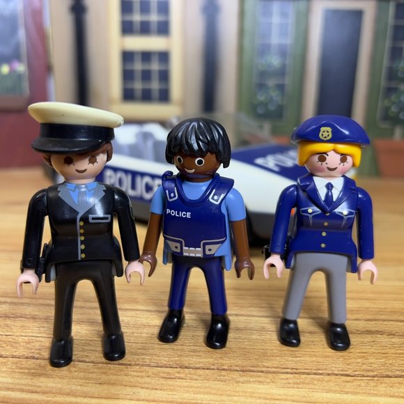 Vintage 1997 Playmobil Police Car Vehicle 90's Toy with 3 Police Figures - Picture 7 of 12